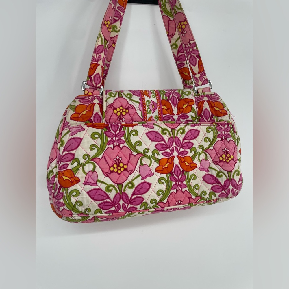 Vera Bradley Pink Floral “Lilli Belle” Y2K Double Handle Quilted Shoulder Bag - Picture 8 of 14
